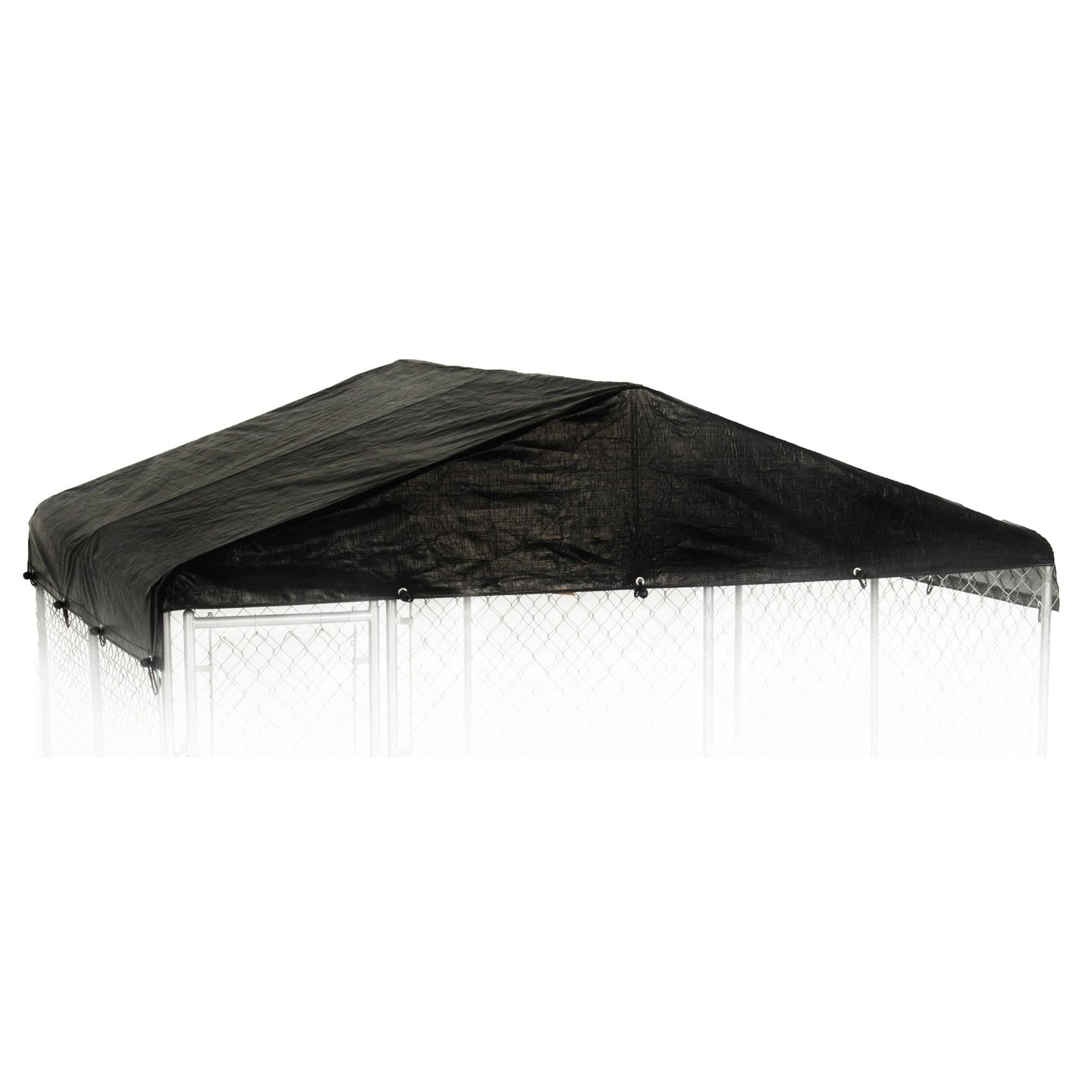 Lucky Dog 10 x 10 Ft Outdoor Steel Chain Link Dog Kennel and Waterproof Roof Cover