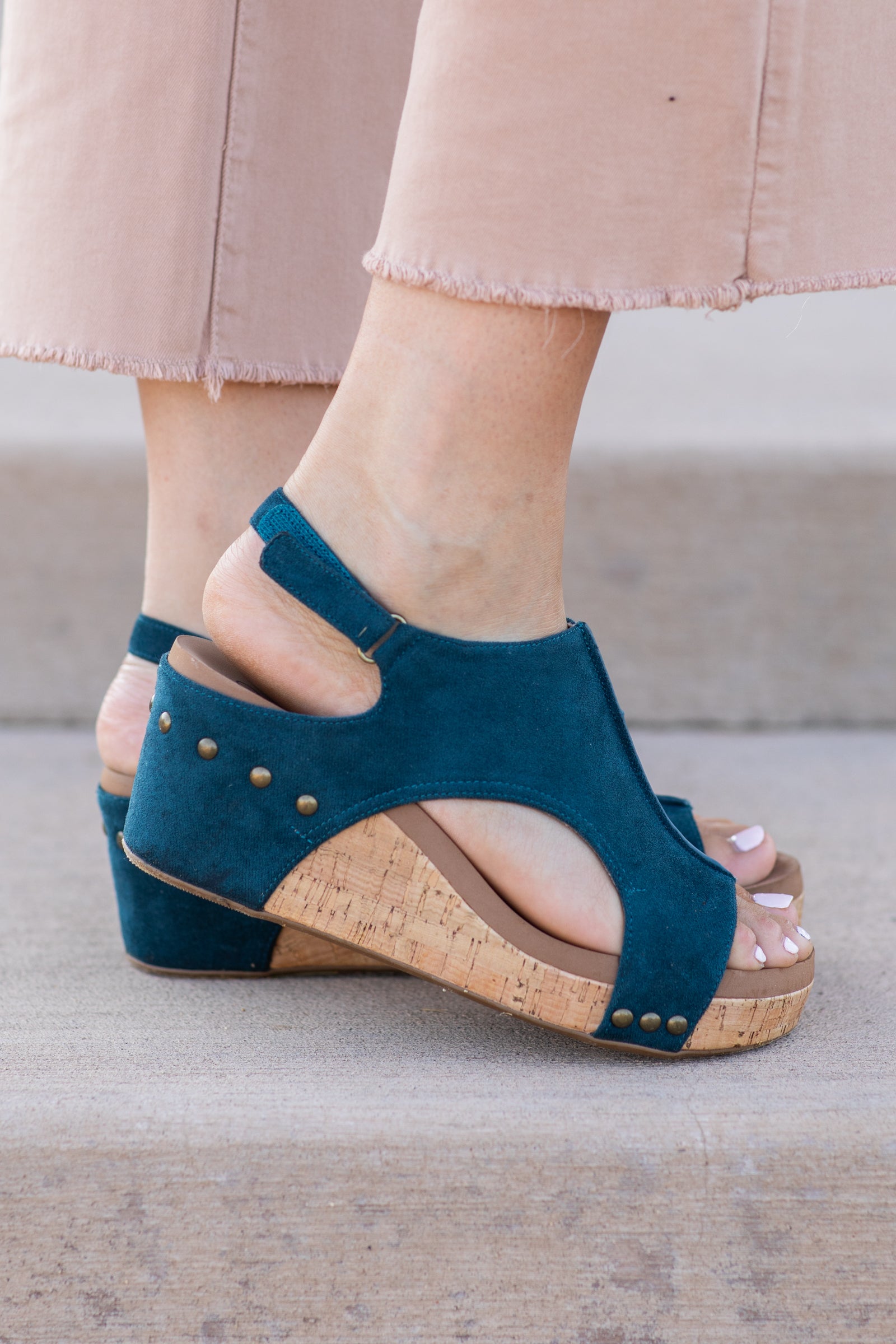 Corkys Carley Suede Wedge Sandals