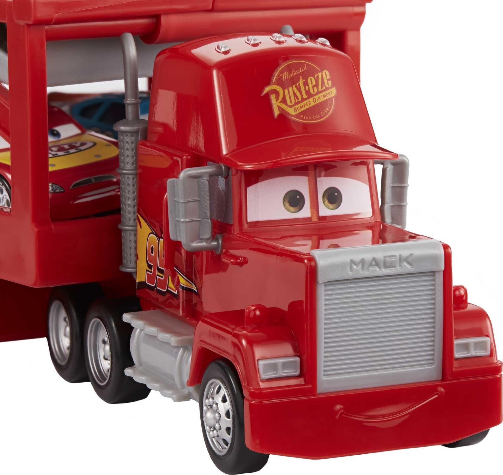 Disney and Pixar Cars Mack Hauler Truck with Ramp， 13-inch Toy Transporter with Storage for 12 Cars