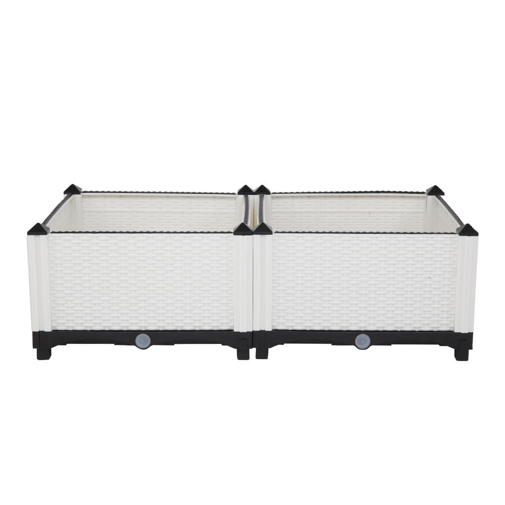 Zimtown Plastic Raised Garden Bed 2PCS Elevated Planter Box White