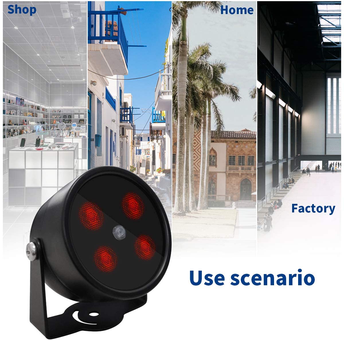 IR Illuminator 4-Led High Power Wide Angle Long Range IR Infrared Light， 850nm IR Flood Lights for Night Vision CCTV and IP Camera with Power Adapter