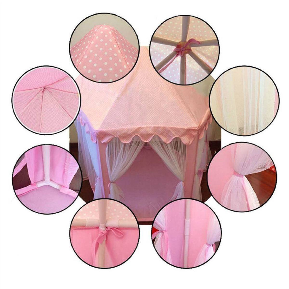 Kids Children Folding Princess Castle House Outdoor Indoor Portable Tent  Funny Play Fairy House Kids Play Tent(LED Star Lights)