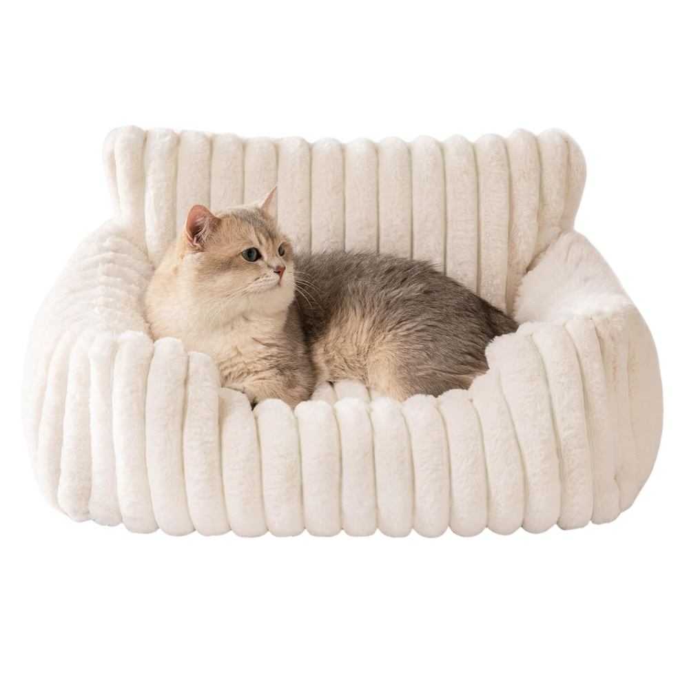 SnugHaven Pet Sofa Bed | Plush Washable Cat & Dog Bed with Supportive Bolsters