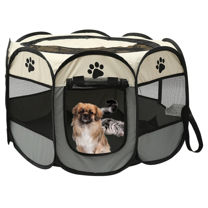 ODOMY Portable Foldable Pet Tent Playpen Fence Puppy Pen Soft Kennel Cat Cage Safe Guard Indoor Outdoor