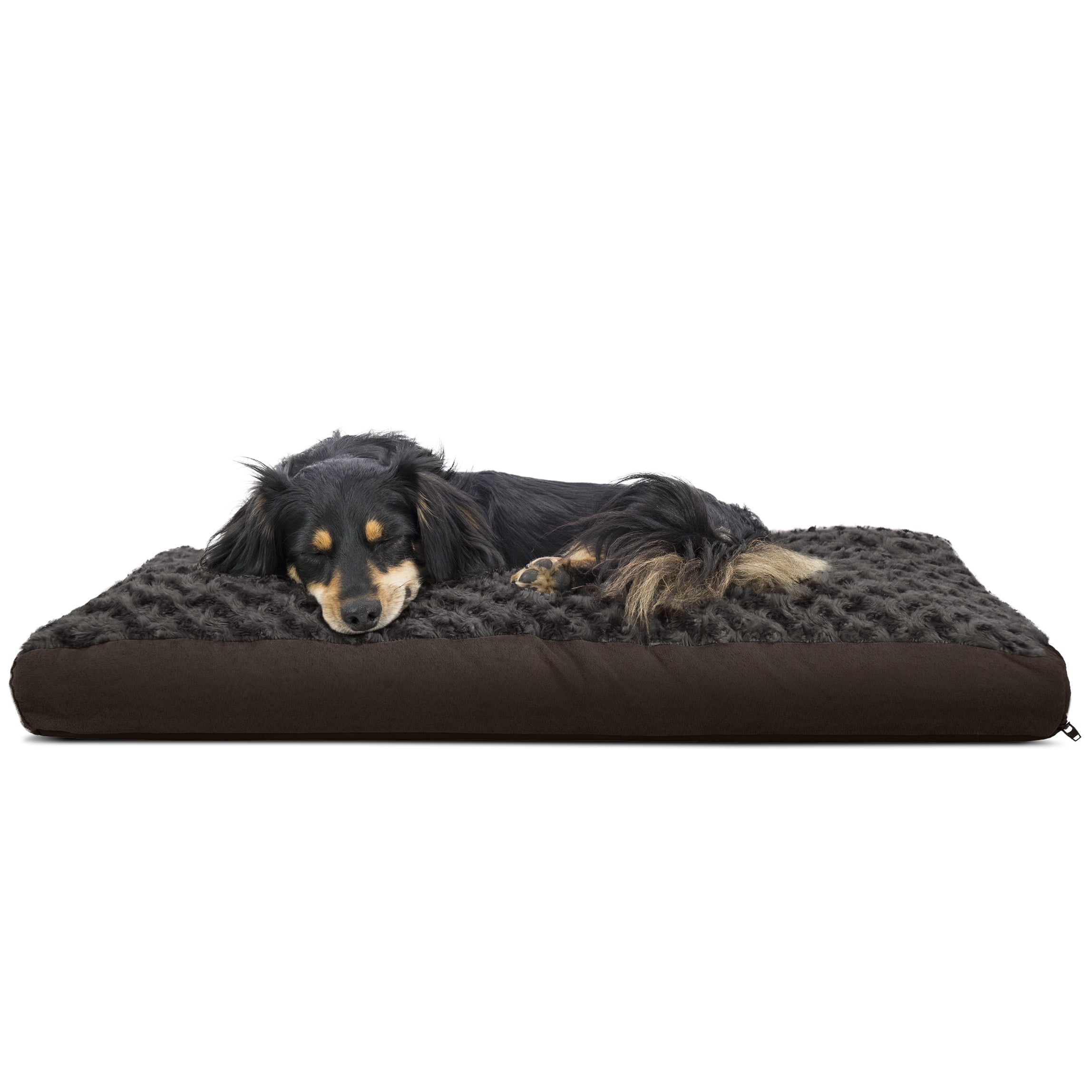 FurHaven Pet Products | Deluxe Plush Pillow Pet Bed for Dogs and Cats， Chocolate， Medium