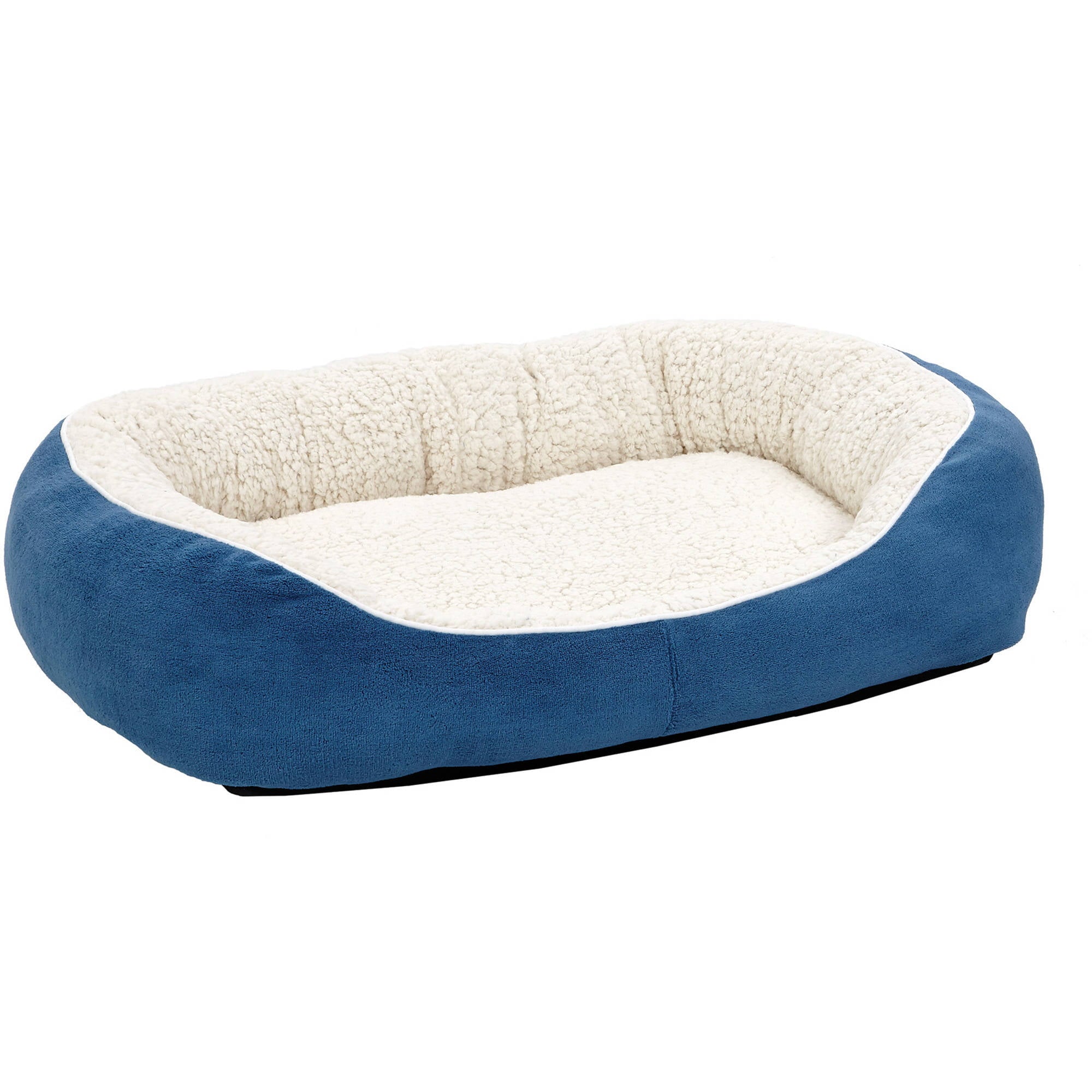Overstuffed Micro-Terry Cuddle Pet Bed for Medium Dogs and Cats， Blue