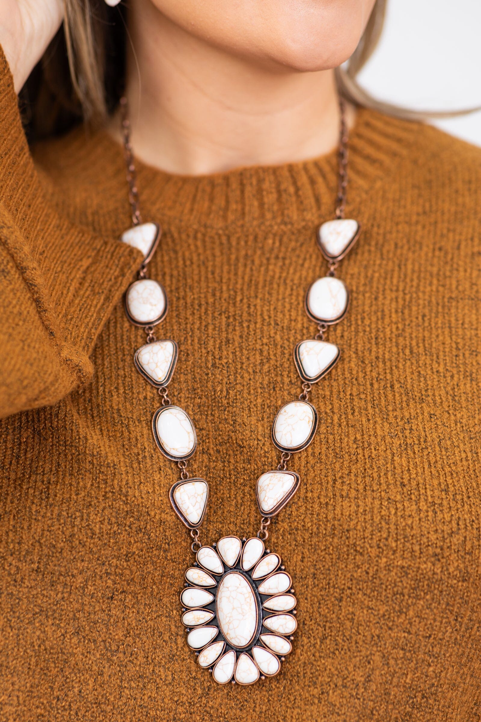 Ivory Stone Necklace and Earring Set