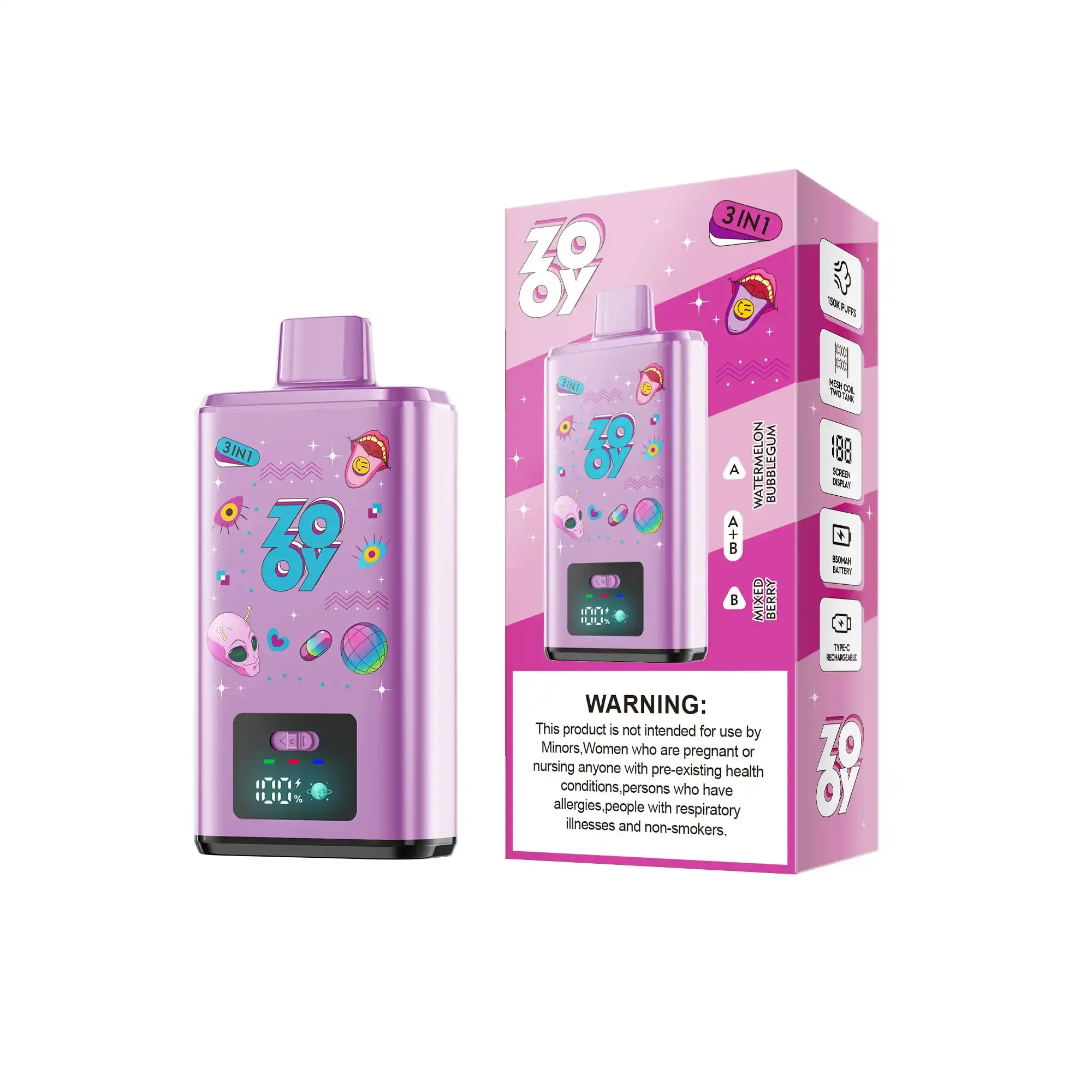 🌟ZOOY 150K Puffs 3 Flavors in 1 Disposable Vape