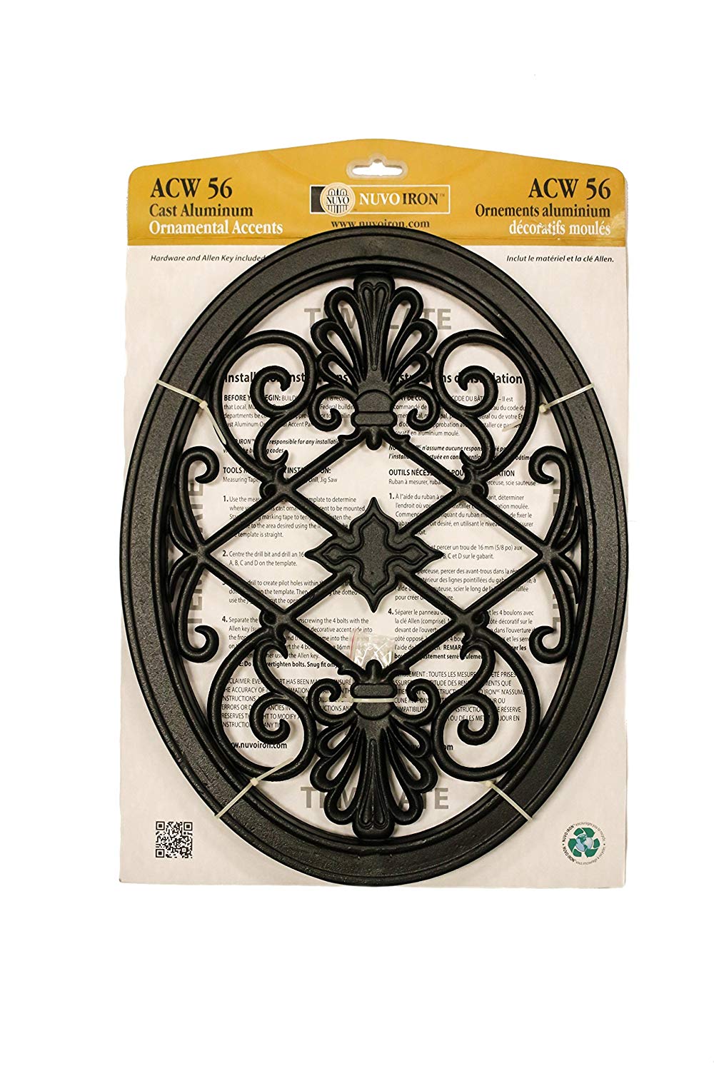 Nuvo Iron Oval Decorative Insert For Fencing, Gates, Home, Garden, ACW56