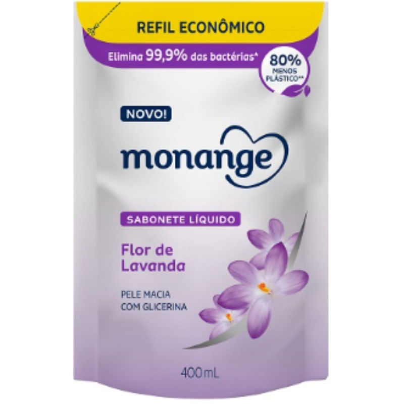 Refil Sabonete Liquido Monange Flor de Lavanda 400ml