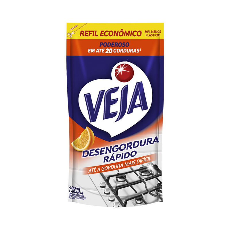 Veja Desengordura Rapido Limpador Laranja 400ml Refil Economico