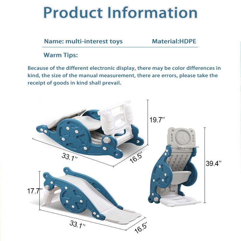 3-in-1Toddler Slide Rocking Toy， Slide for Kids with Foldable Basketball Hoop and Foldable Climber Playground Slide for Both Indoors Outdoor Use (Pink)