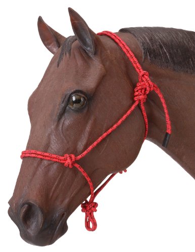 Tough 1 Horse Poly Rope Tied Halter， Red