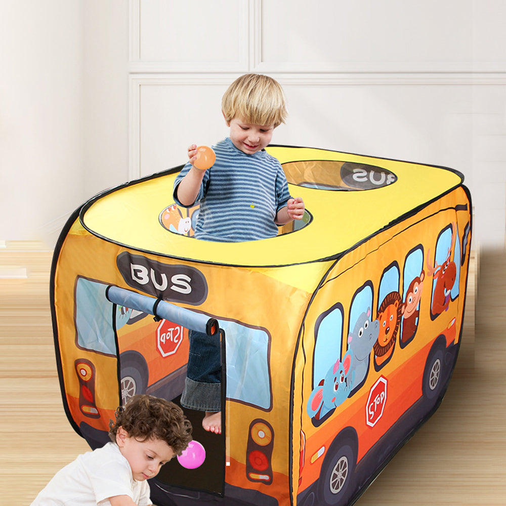 Animal Bus Tent for Kids, GIUGT Kids Pop Up Play Tent Animal Bus Magical Playhouse Folding Indoor Outdoor Creativity Learning Toy Perfect Pretend Play Gift For Children Toddlers Boys Girls