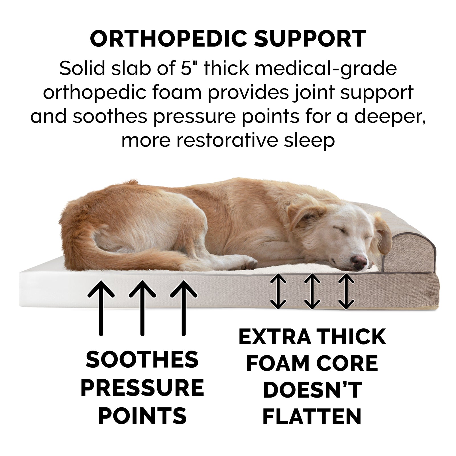 FurHaven Pet Products | Faux Fleece and Chenille Soft Woven Orthopedic Sofa Dog Bed - Cream， Jumbo Plus