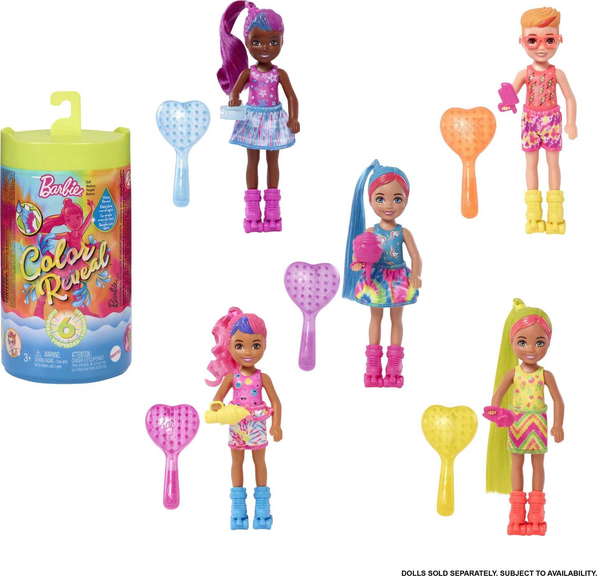 Barbie Color Reveal Neon Tie-Dye Series Chelsea Small Doll & Accessories (Styles May Vary)