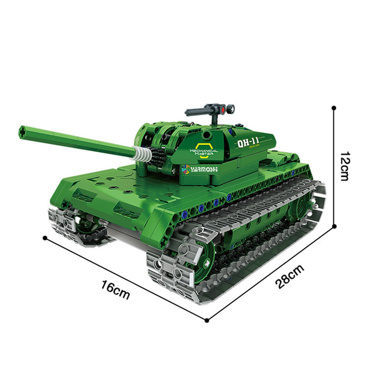 YARMOSHI RC Building Blocks Tank Green Engineering Educational STEM Gift for Boys and Girls Model Cars Kit 453 PCS Remote Control USB Charger for Kids Teens Adults