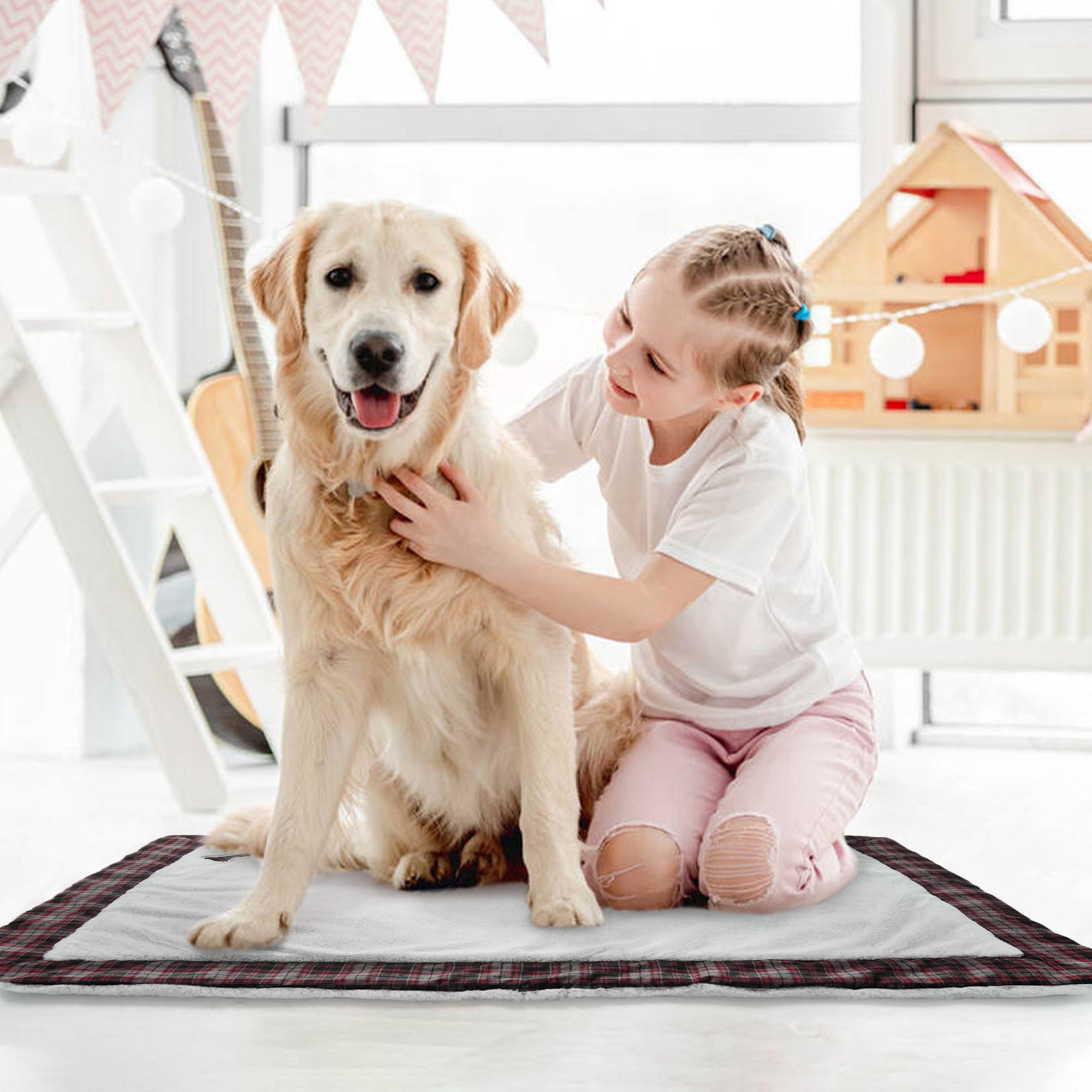 IDOMIK Dog Bed Crate Pad， Dog Beds for Large Dogs， Plush Soft Pet Beds， Washable Dog Crate Bed for Large Dogs and Cats， Warm Dog Kennel Pad