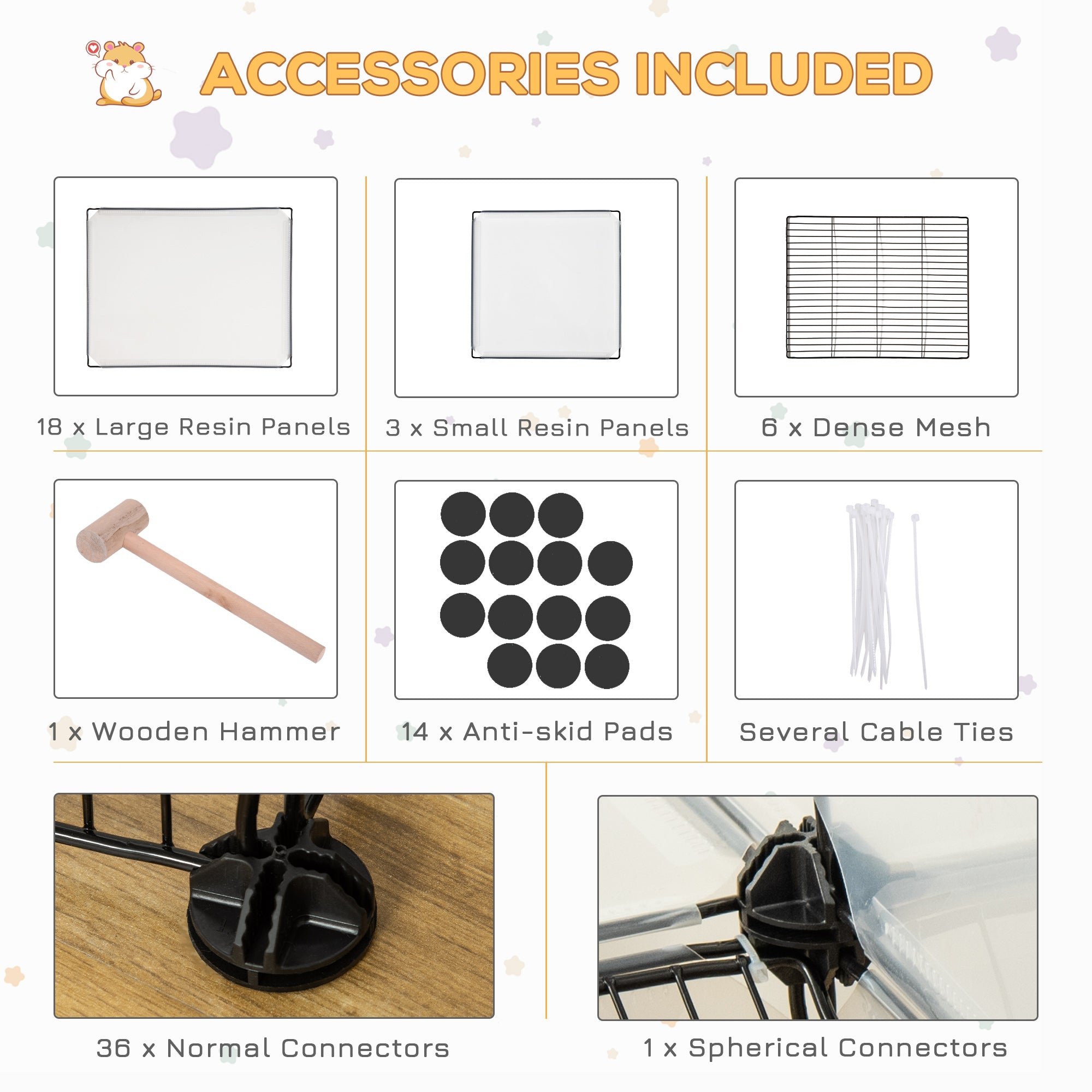 PawHut Portable Plastic Yard Fence Tent Pet Playpen， DIY Small Animal Cage