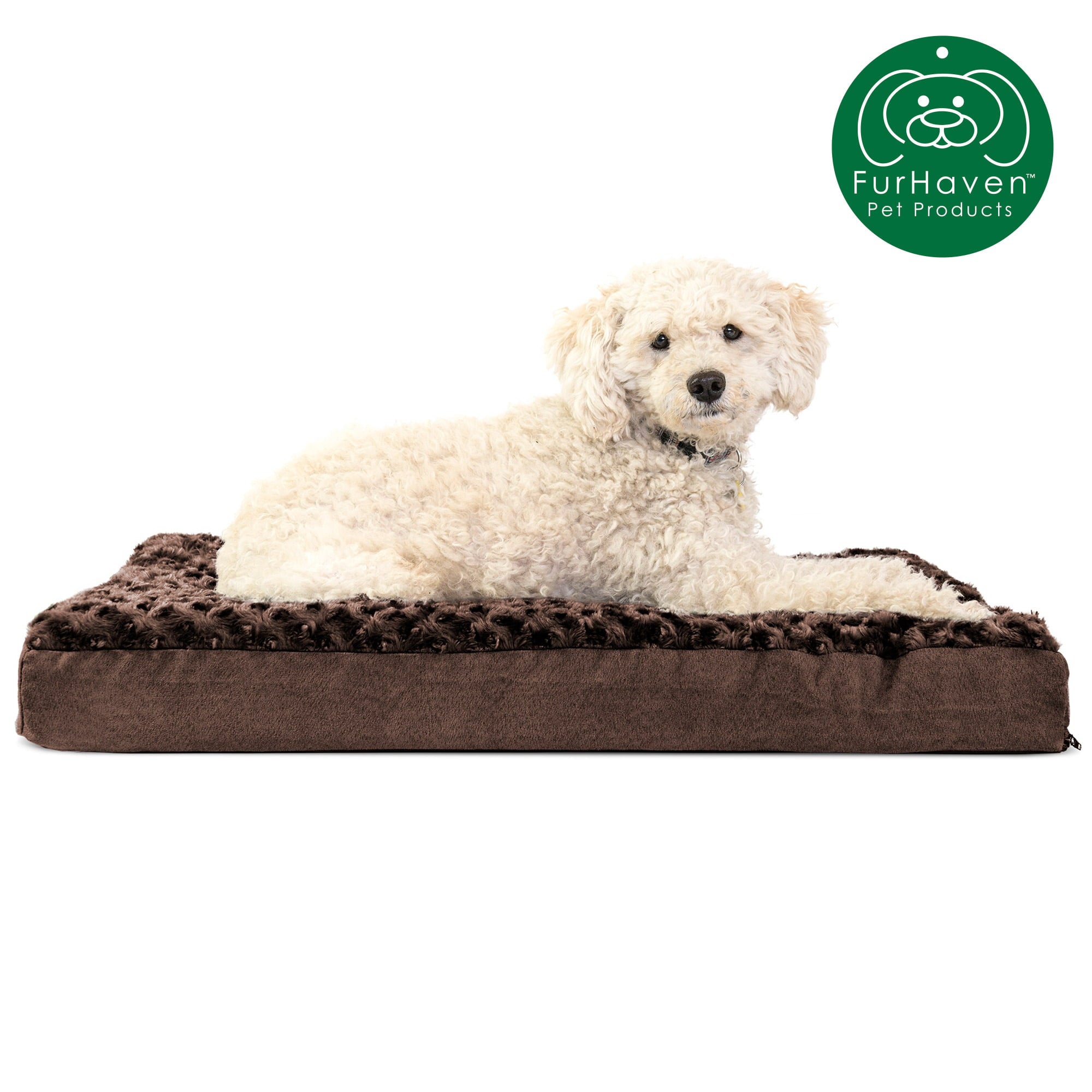 FurHaven Pet Products | Deluxe Orthopedic Ultra Plush Mattress Pet Bed for Dogs and Cats， Chocolate， Medium