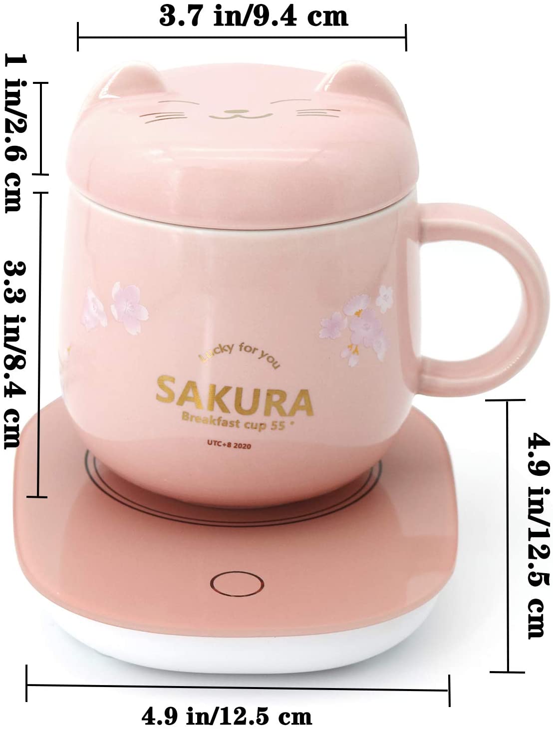 Coffee Mug Warmer for Desk， Coffee Cup Warmer with Auto Shut Off for Home Office， Smart Electric Warmer Plate for Warming Coffee， Milk and Tea-Pink