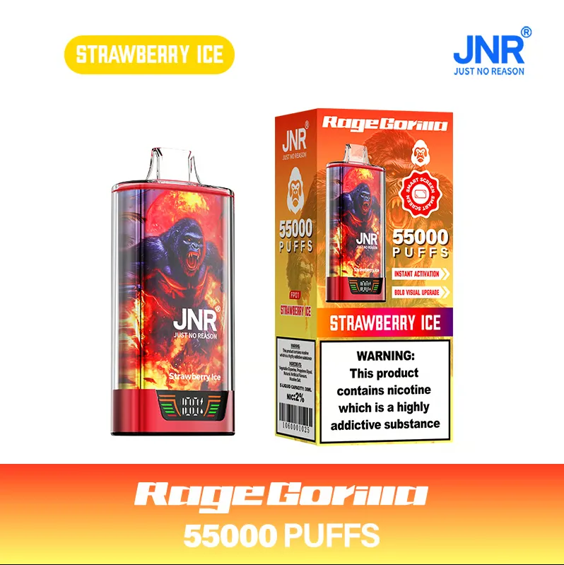 💨 JNR Rage Gorilla – Einweg-Vape mit 55000 Zügen, Dual-Mesh-Coil, Smart-Display & Typ-C-Schnellladefunktion 🐒⚡💨