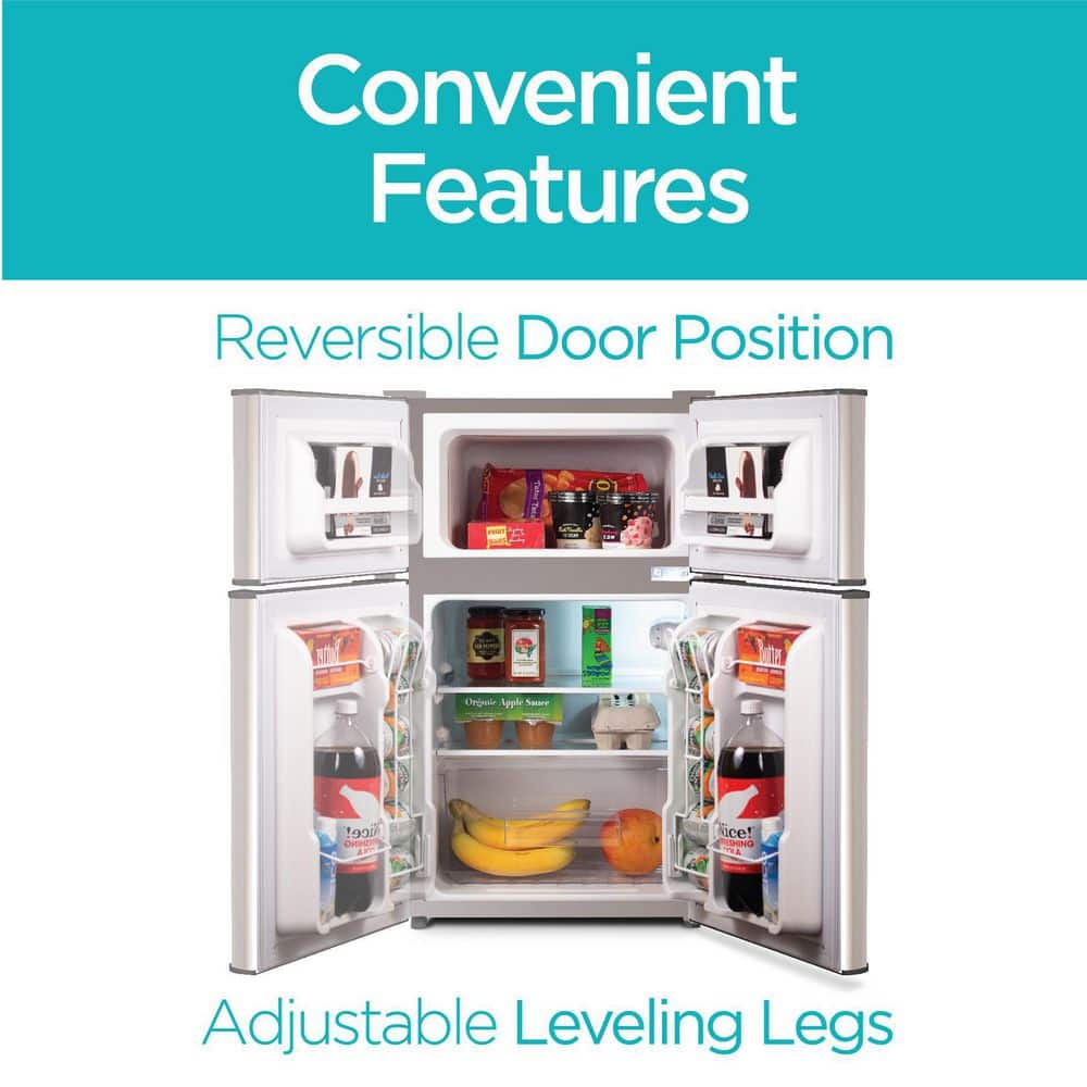 BLACK+DECKER 3.1 Cu. Ft. 2 Door Mini Fridge With True Freezer in Stainless Look BCRDK32V