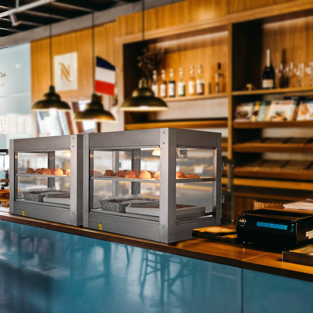 Yescom Pizza Food Warmer Commercial Countertop Display Case 2 Tier