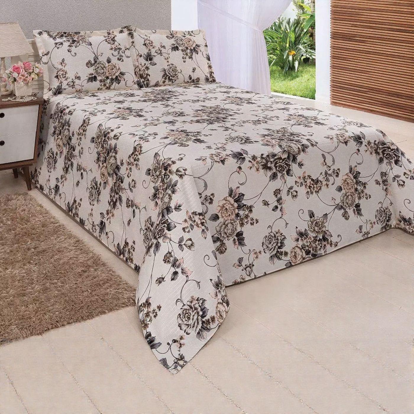 Jogo de Cama Floratta™ 3 Peças em Piquet Texturizado para Noites Aconchegantes / Toque Macio e Estampa Sofisticada para um Quarto Elegante!