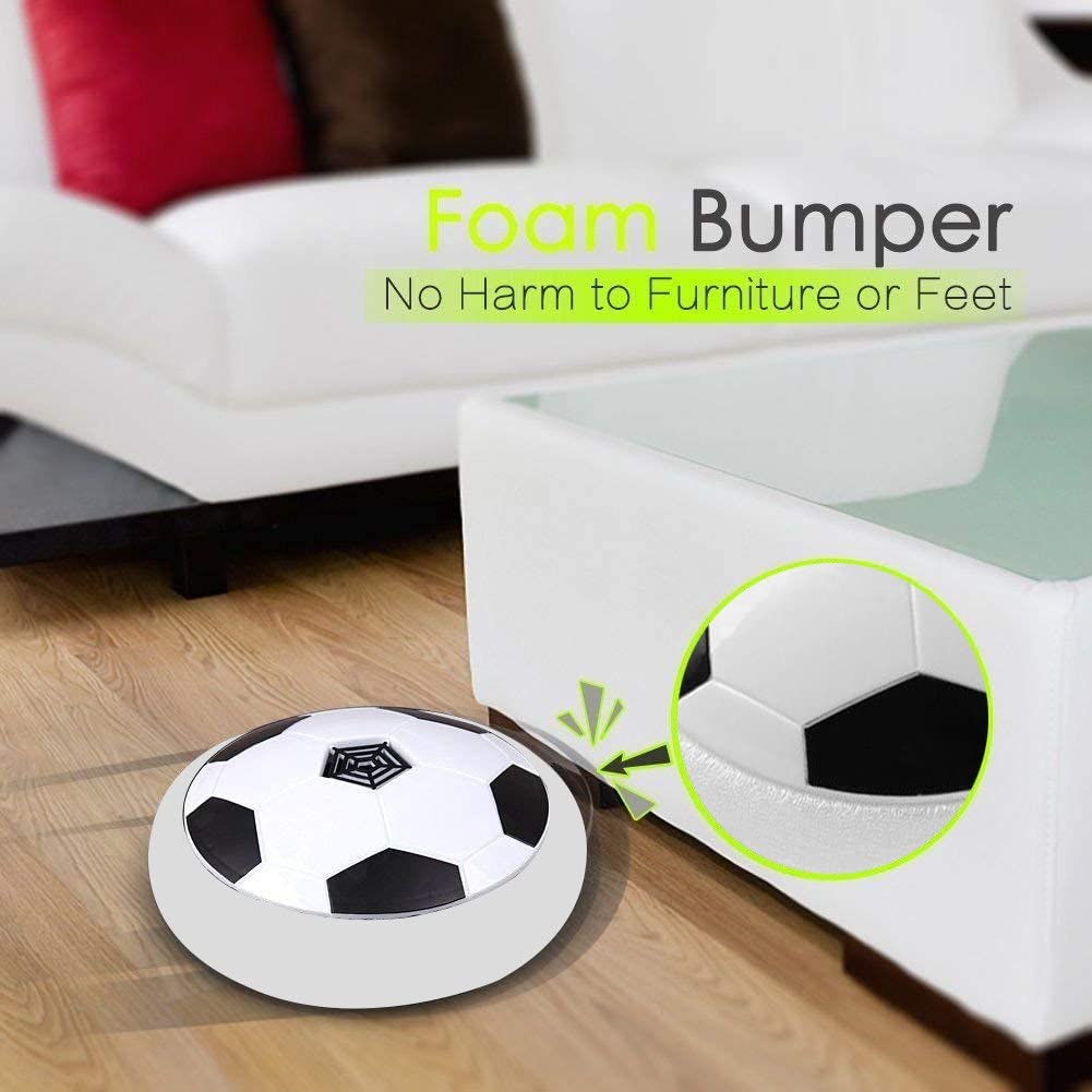 SSAWcasa Air Power Soccer Hover Disk Ultraglow with Foam Bumpers and Light Up LED Lights for Kids