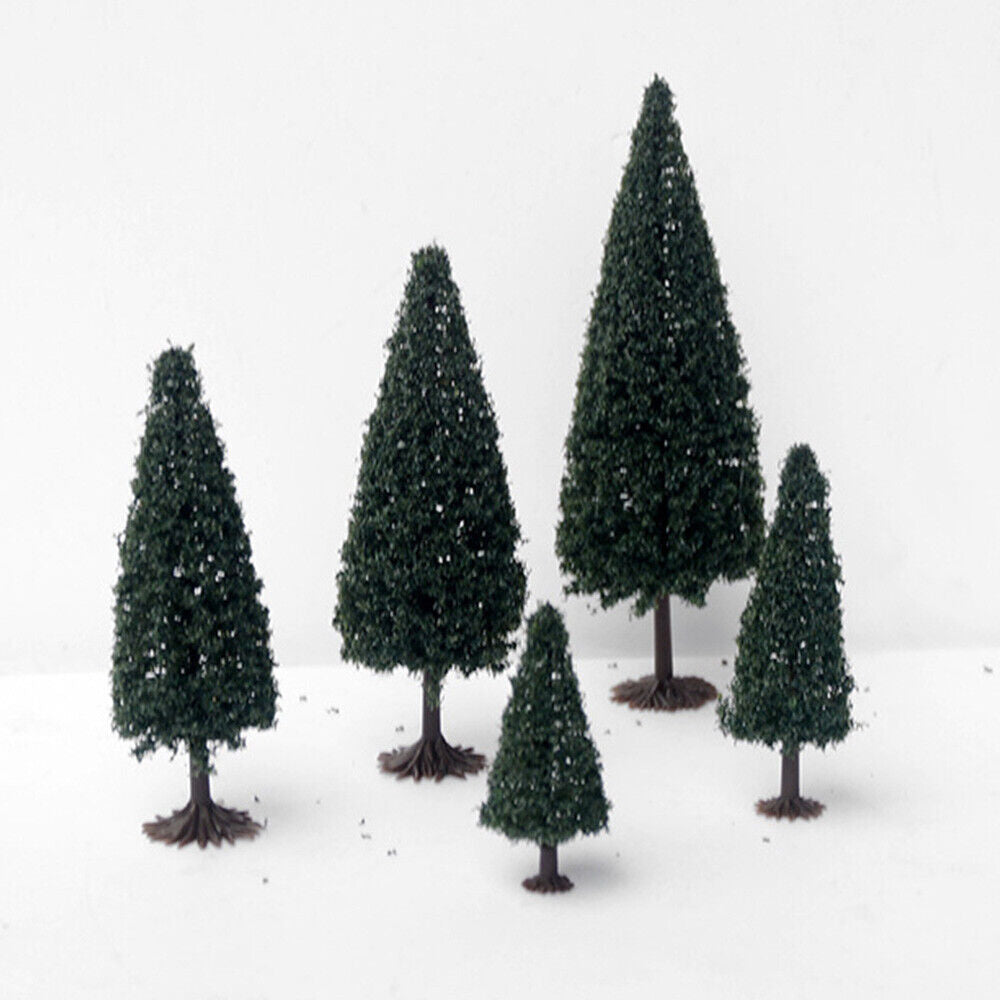 40pcs Dark Green Pine Model Cedar Trees 2.05-4.96 inch (55-120 mm) for Model Railroad Scenery Landscape Layout HO OO Scale