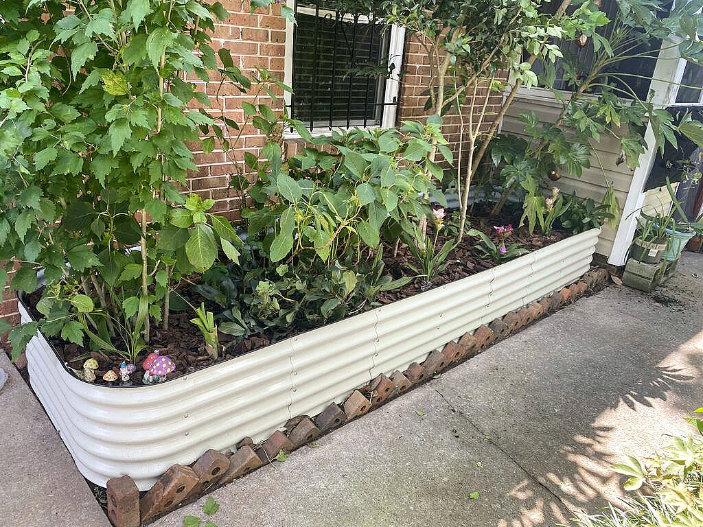 VEGEGA 17" Tall 8'X2' Metal Corrugated Raised Garden Bed Backyard Patio Grow Flowers Planter, White (9in1)