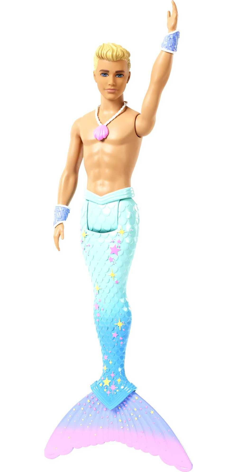 Barbie Dreamtopia Merman Doll, Blonde with Pink Seashell Necklace