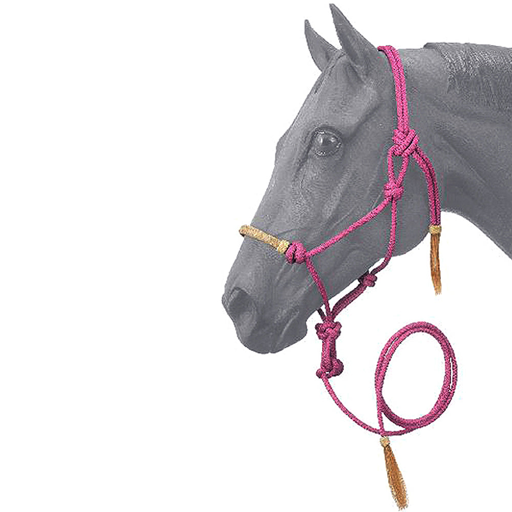 11-0 Pink Tough-1 Horse Size Rawhide Noseband Poly Nylon Rope Halter W/ Lead