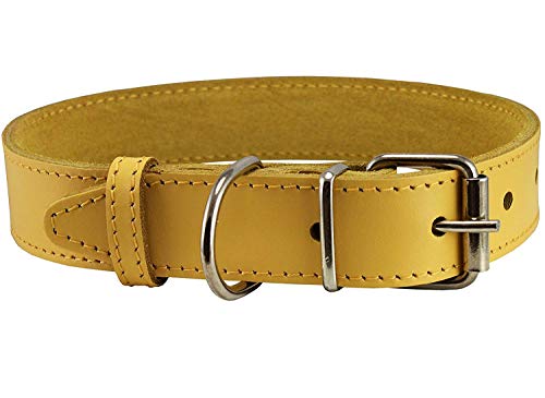 High Quality Genuine Leather Dog Collar Yellow 7 Colors (18