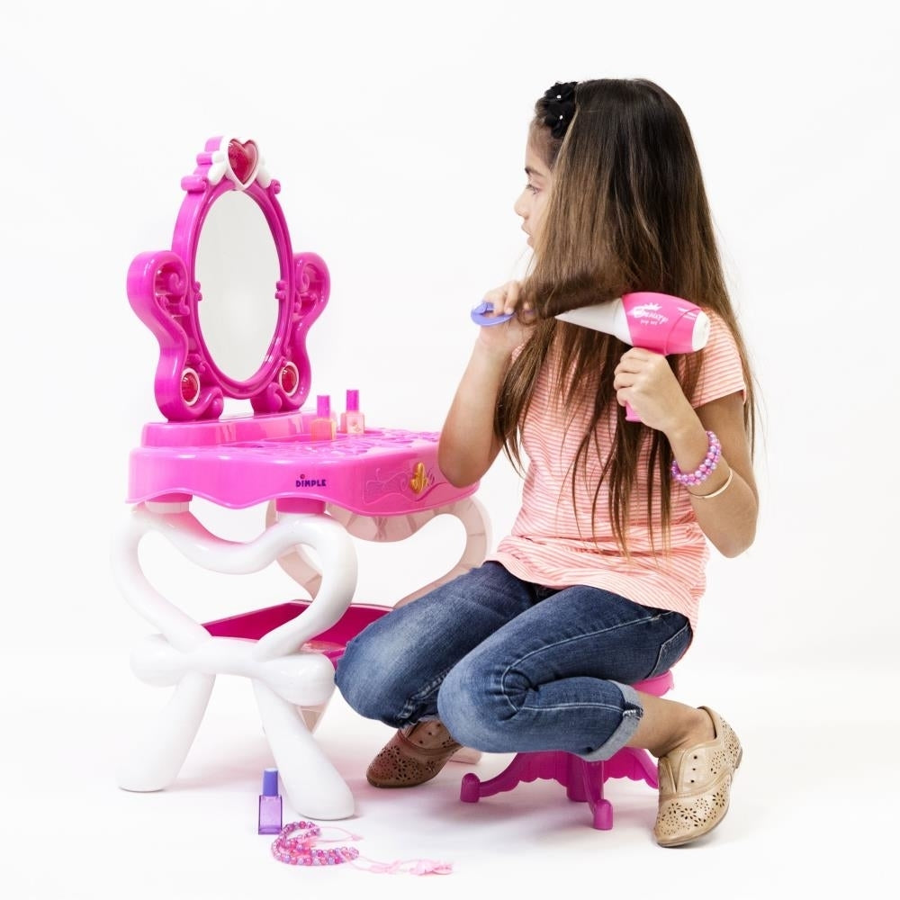 Princess Vanity Set with 16 Fashion & Makeup Accessories, Functional Piano Keyboard & Flashing Lights by Dimple