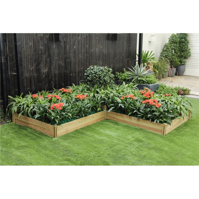 Winsome House WHPL1261 Three Section L-Shaped Raised Garden Bed Planter, Natural Wood