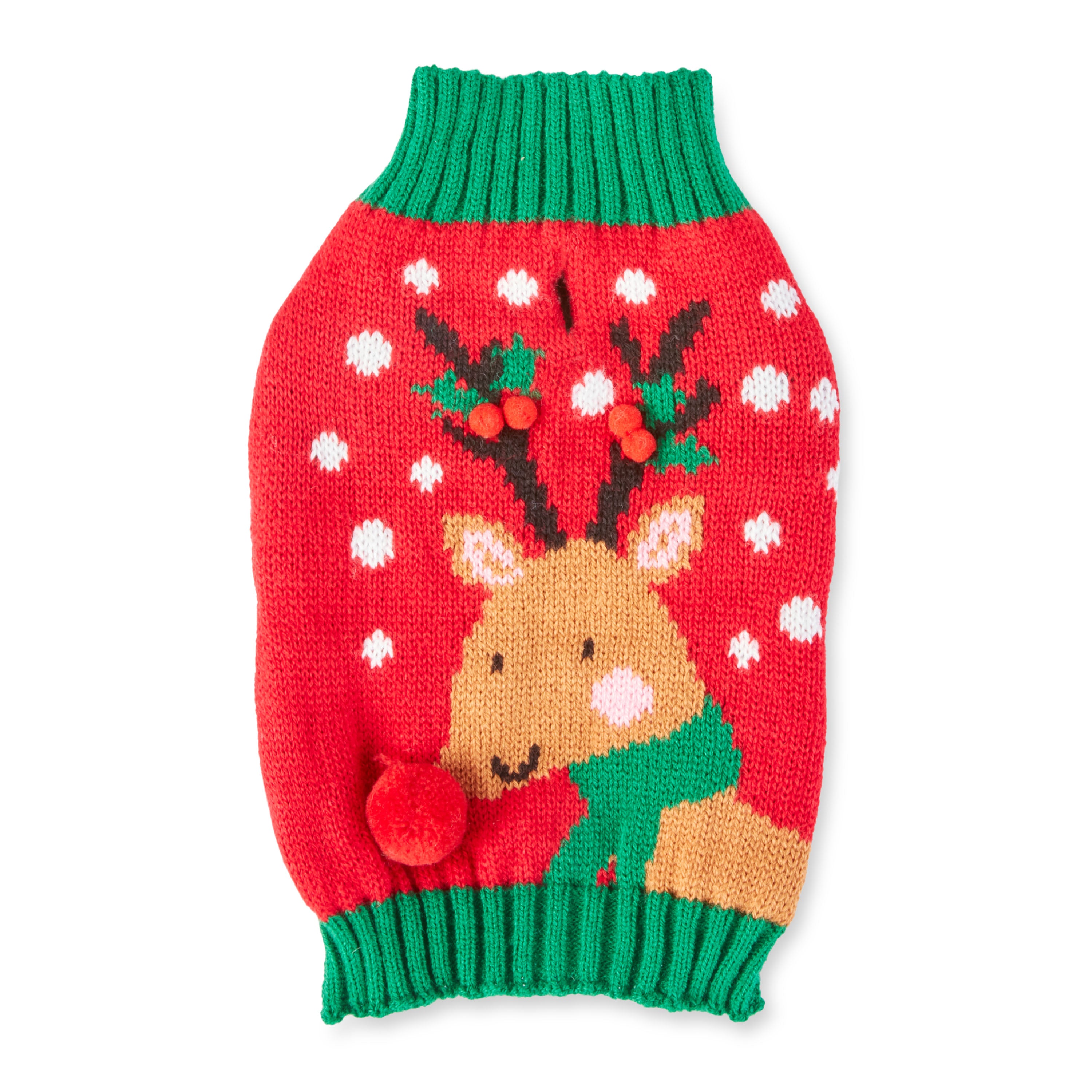 Vibrant Life， Holiday Dog Clothes， Reindeer Dog or Cat Sweater， Red XXS