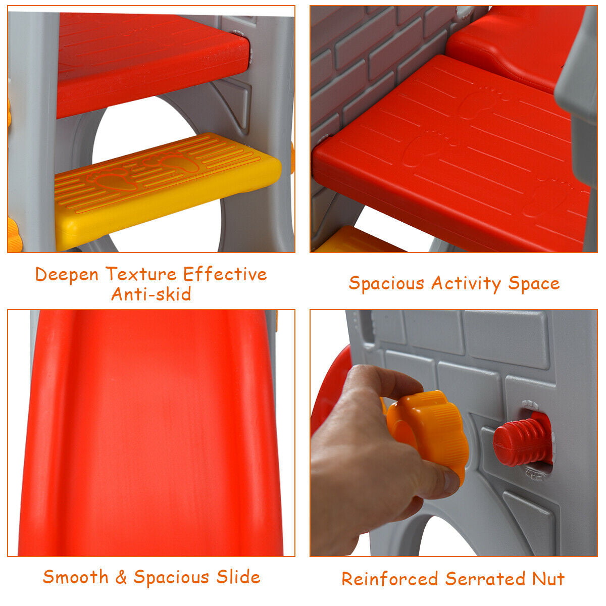 Gymax 2-Step Children Castle Slide Basketball Hoop and Telescope Toy Indoor and Outdoor