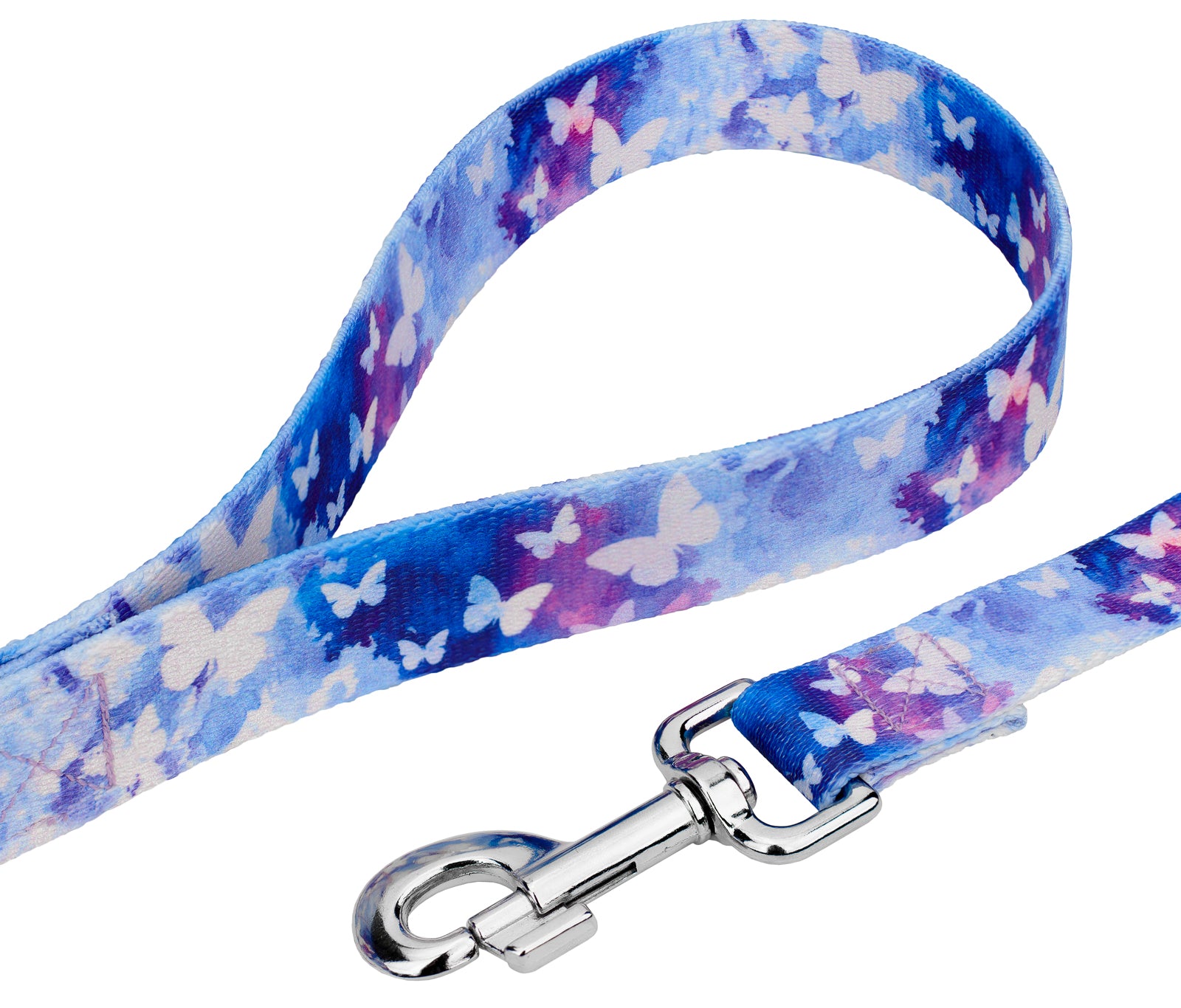 Country Brook Petz® Premium Watercolor Butterflies Dog Collar and Leash， Extra Large