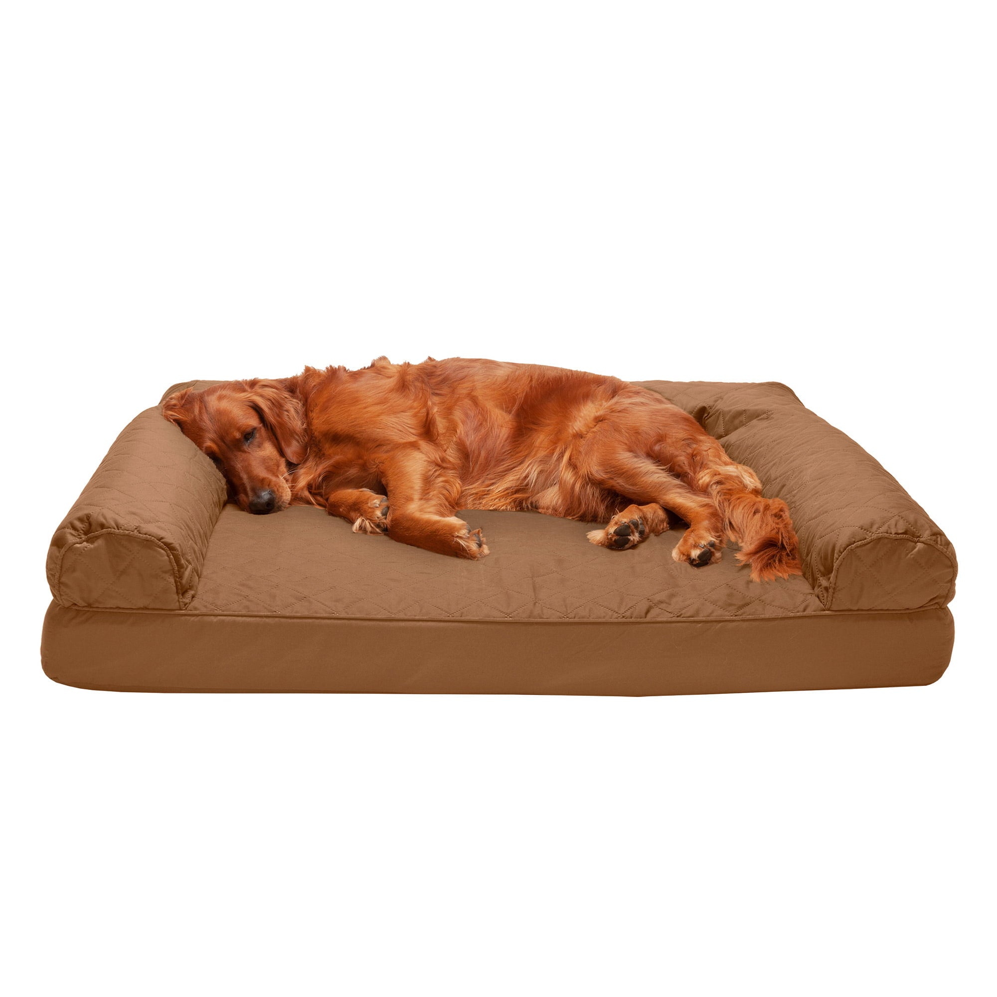 FurHaven Orthopedic Quilted Sofa Pet Bed for Dogs and Cats， Toasted Brown， Jumbo
