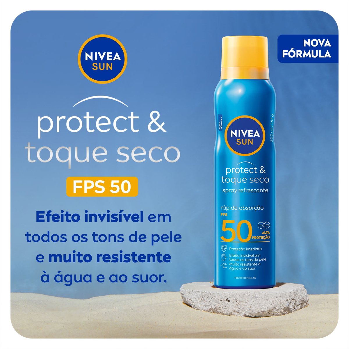 Protetor Solar Spray NIVEA SUN Protect & Toque Seco FPS 50 200ml
