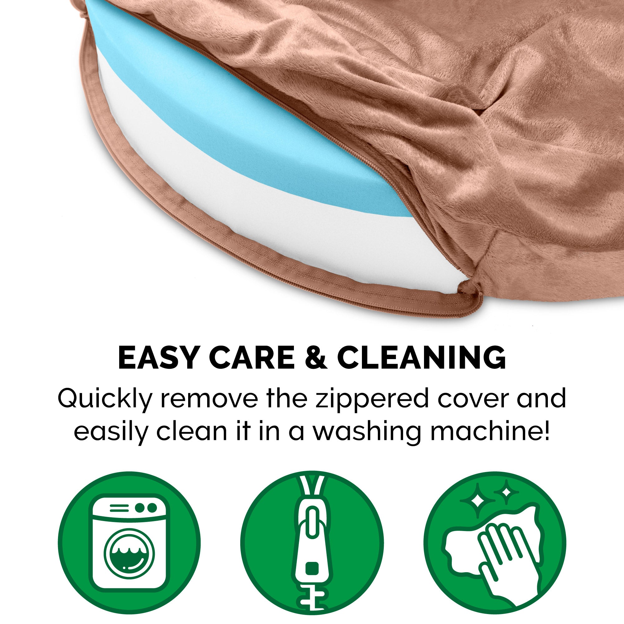 FurHaven | Cooling Gel Wave Fur and Velvet Snuggery Pet Bed for Dogs and Cats， Brownstone， 26-Inch