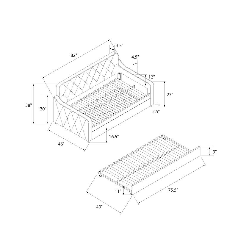 Novogratz Upholstered Twin Daybed and Trundle 2-piece Set