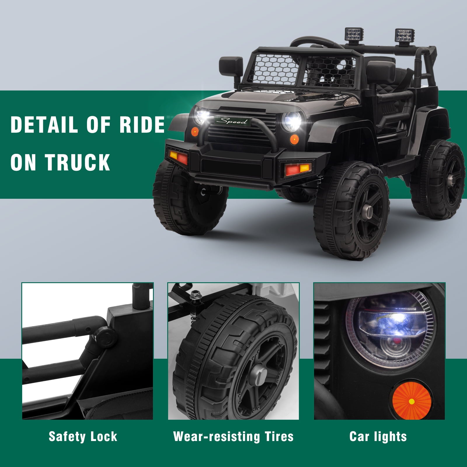 OTTARO 12V Battery Powered Vehicle ，Kids Ride on Electric Car with Remote Control for Boys Girls(Black)