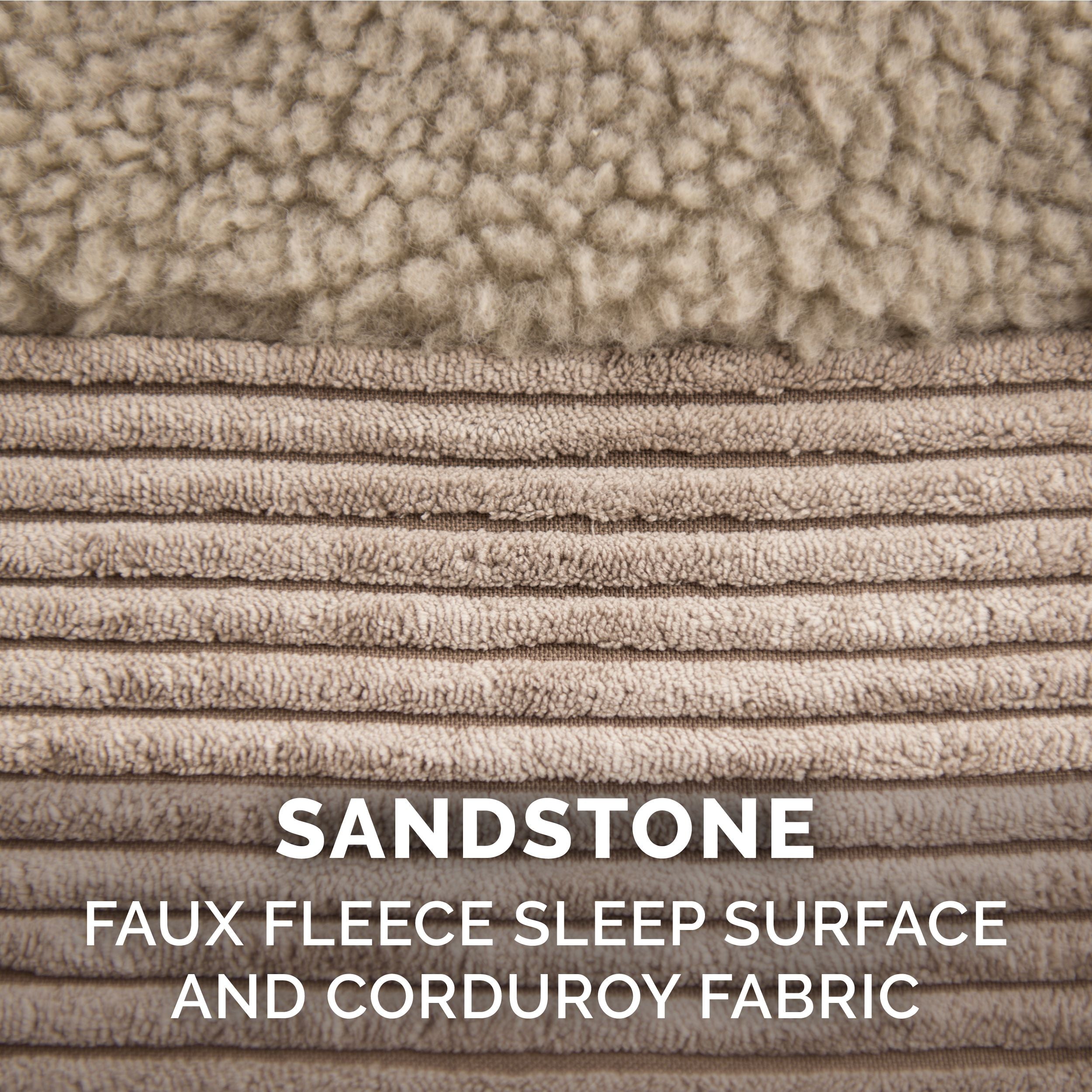 FurHaven Pet Dog Bed | Deluxe Orthopedic Faux Fleece and Corduroy Chaise Couch Pet Bed for Dogs and Cats， Sandstone， Small
