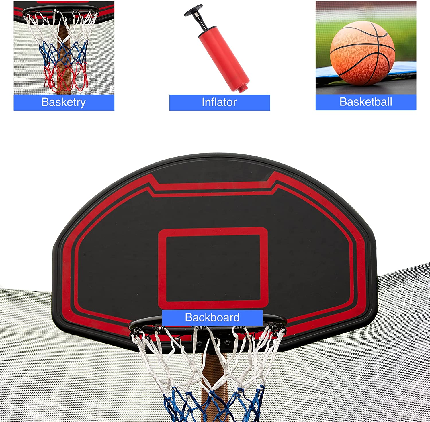 REDCAMP 12ft 14ft Trampoline with Basketball Hoop， Enclosure and Ladder， ASTM Approved