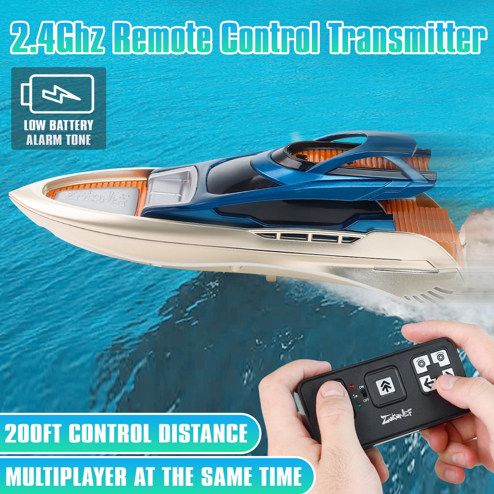 RC Remote Control Luxury Boat For Kids 2.4Hz and 20+ MPH High-Speed Pool Toy Ship For Boys