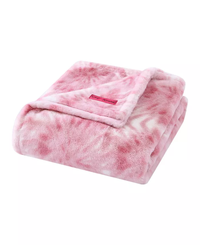 Betsey Johnson Fireworks Tie Dye Faux Fur Throw Blanket， 60
