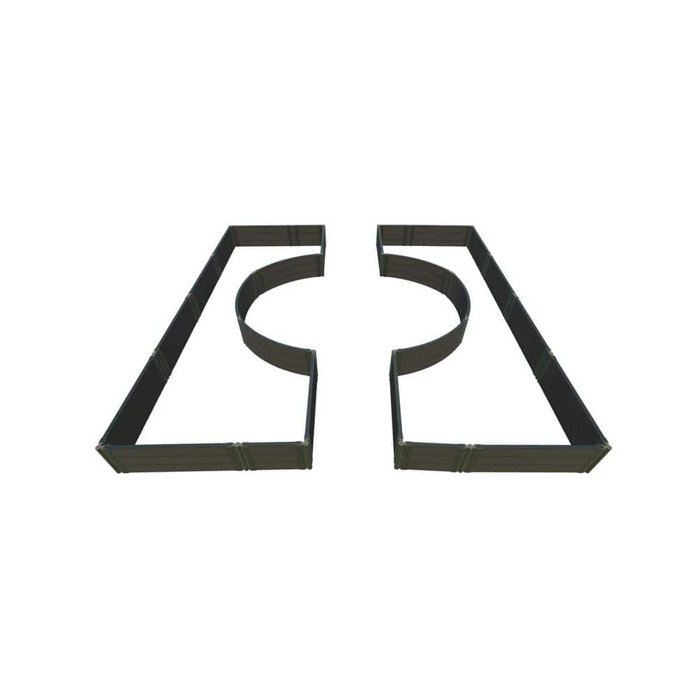 Frame It All 14 ft. x 16 ft. x 16.5 in. Weathered Wood Composite Walk-Through Orbital Raised Garden Bed - 2 in. Profile 800003105